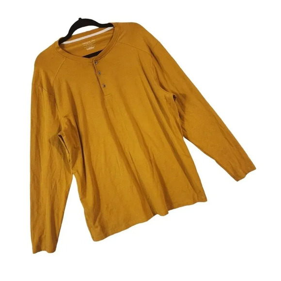 Kenneth Cole T-Shirt Men's X-Large Mustard Yellow Long Sleeve Front Button - Picture 6 of 6